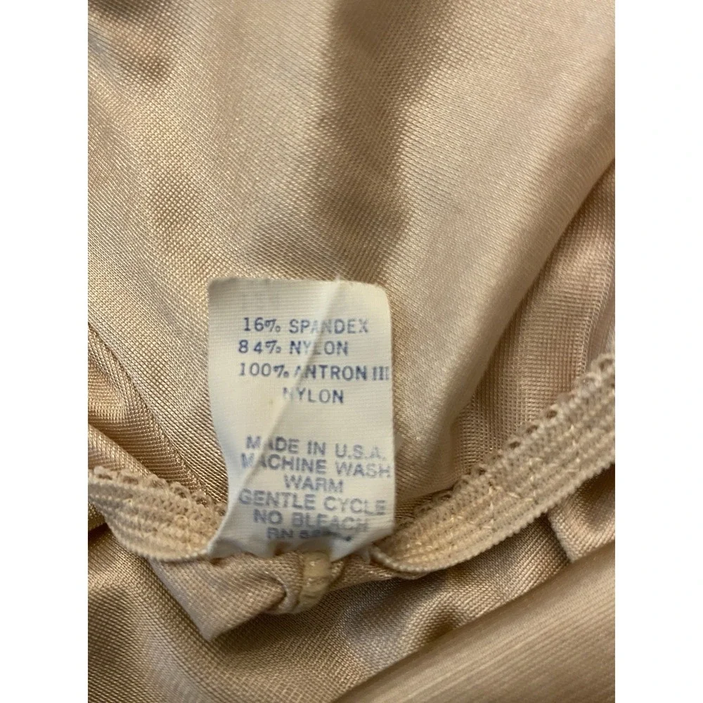 Vtg JCPenney Full Slip Dress 42 B C D Beige Nude Antron III Nylon Lace USA Made